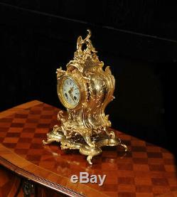 Rococo Antique French GIlt Bronze Clock by Louis Japy Dolphins