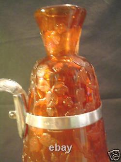 SAINT LOUIS French Art Glass Decanter, INTAGLIO Carving, MOSER Decorated