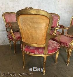 SET OF FRENCH LOUIS XV STYLE GILDED ARMCHAIRS. MUST SEE. L@@k
