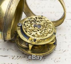 SINGLE HAND 1690s FRENCH LOUIS XIV OIGNON Verge Fusee Antique Pocket Watch