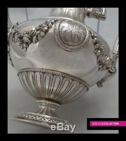STUNNING ANTIQUE 1860s FRENCH STERLING SILVER TEA COFFEE POT Louis XVI st. 754g