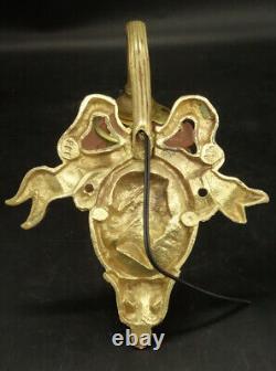 Sconce Louis XVI Style Early 1900 Bronze & Pink Glass French Antique