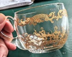 Set 3 Antique Saint Louis Crystal Gold Encrusted Tea Punch Cups Micado Mikado