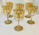 Set 6 Gorgeous Antique French Fancy Gold Glass Water Wine Goblets Baccarat