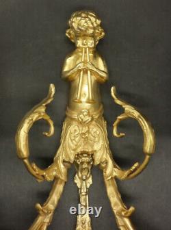 Set Of 4 Sconces Louis XV Style Putti With Trumpets Bronze French Antique
