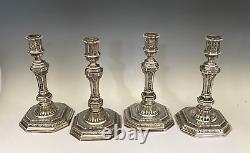 Set of 4 Antique Silverplate Christofle Louis Duperie French Candlesticks