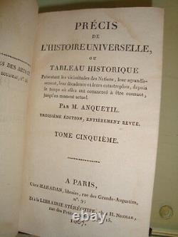 Set of 9 antique French books dated 1807 by Louis Pierre Anquetil French History