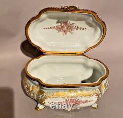 Sevres Box Antique French Louis XVI Porcelain Edouard Garnier Gilded Bronze