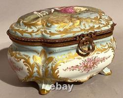 Sevres Box Antique French Louis XVI Porcelain Edouard Garnier Gilded Bronze