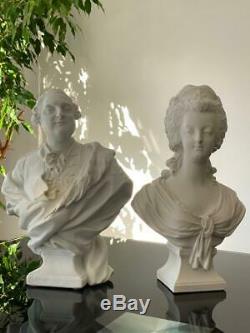 Signed Antique Sevres Marie Antoinette and Louis XVI Bust