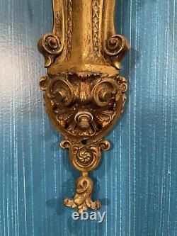 Single Antique French Louis XVI Style Gold Ormolu Wall Light Sconce- Ram