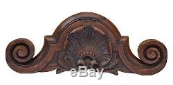 Small French Antique Hand Carved Walnut Wood Pediment Shell Louis XV Style