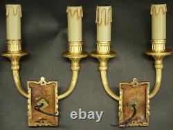 Small Pair Of Sconces Louis XVI Style Bronze French Antique