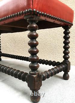 Small antique french Louis XIII style bench 19th century furniture woodwork