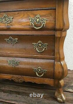 Small antique french Louis XV style dresser 1930-40's walnut wood bronze handles