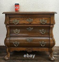 Small antique french Louis XV style dresser 1930-40's walnut wood bronze handles