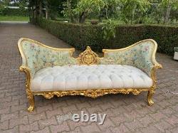 Sofa/Settee/Couch in French Louis Louis XVI Style. Velvet/Floral Fabric