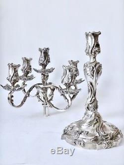 Sterling silver French Candelabra style Louis XV Rocaille candlesitck