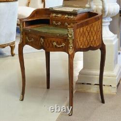 Stunning Antique Louis XV 1900's French Marquetry writing Desk with leather