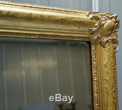 Stunning Original Louis Philippe Gold Leaf Floral Painted French Mirror 198cm