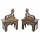 Stunning Pair Of Early Louis Xvi French Bronze Chenets With Recumbent Sphinx