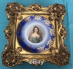 Stunning Portrait Plate of Victorian Lady in Rococo/Louis XV Style Gilt Frame