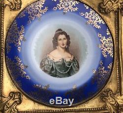 Stunning Portrait Plate of Victorian Lady in Rococo/Louis XV Style Gilt Frame