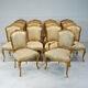 Stunning Set Of 8 Louis Xv French Mahogany Dining Chairs With Gold Leaf
