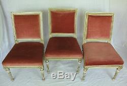 Three French Antique 18th Cen. Louis XVI Period Painted Wood Chairs, c. 1780