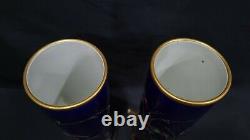 Two Antique French Hand Painted Enameled Porcelain Vases by Louis Ernie