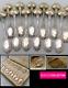 Ultra-chic Antique 1910s French Sterling Silver Vermeil Gold Tea Spoon Set 12p