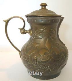 Unusual Antique French Embossed and Bright Cut Pitcher Louis XVI 1775