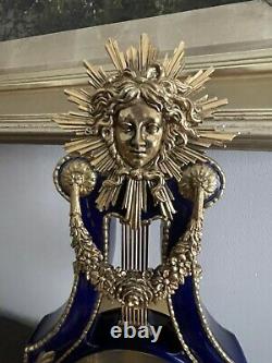 V&A Louis XVI Marie Antoinette Ormolu Lyre Mantel Clock With Key Antique Style