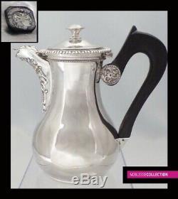 VEYRAT ANTIQUE 1890s FRENCH STERLING SILVER COFFEE POT Louis XV Minerva 950/1000