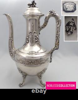 VICTOR BOIVIN ANTIQUE 1880s FRENCH STERLING SILVER COFFEE POT LOUIS XVI STYLE