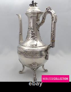 VICTOR BOIVIN ANTIQUE 1880s FRENCH STERLING SILVER COFFEE POT LOUIS XVI STYLE