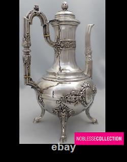 VICTOR BOIVIN ANTIQUE 1890s FRENCH STERLING SILVER COFFEE POT LOUIS XVI Acanthus