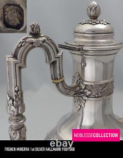 VICTOR BOIVIN ANTIQUE 1890s FRENCH STERLING SILVER COFFEE POT LOUIS XVI Acanthus