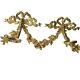 Vtg 2 Gilded Bronze Brass Ribbon Bow Floral Wall Sconces French Louis Xv Style