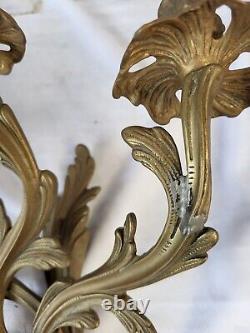 VTG 3 Arm Antique Empire French 13 Sconce Gilded Bronze Candle Light Louis XV