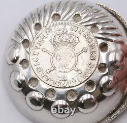 Vaguer. 800 Silver French Tastevin w 1702 Louis XIV Coin+Basilisk Handle 55g