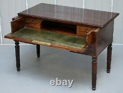 Very Rare Solid Rosewood French Louis Phillipe 19th Century Campaign Desk Bureau