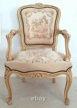 Vintage French Aubusson tapestry chair, Louis XV, antique chair, chateau