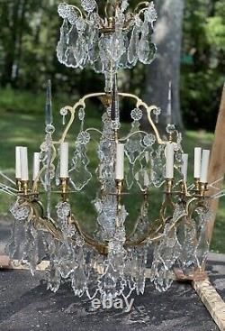 Vintage French Crystal Brass Chandelier Louis XV Style 28 12 Light