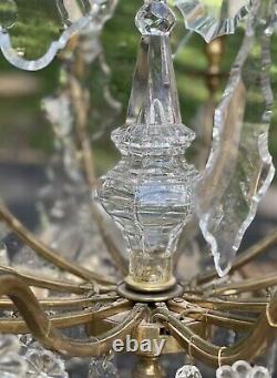 Vintage French Crystal Brass Chandelier Louis XV Style 28 12 Light