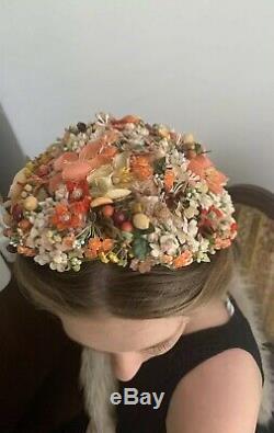 Vintage French Hat Studio St. Louis Antique 40s Hat Flower Crown