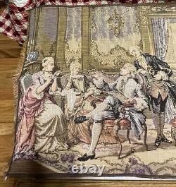 Vintage French King Louis XV Court Scene Tapestry Made In Belgium 50x 18