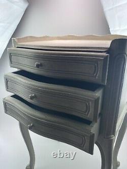 Vintage French Louis Style Painted Wooden Drawers Side Table Shabby Chic