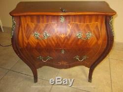 Vintage French Louis XVI Bombay Chest Made in Italy Inlay Ormolu Locking