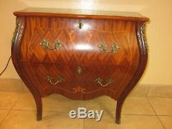 Vintage French Louis XVI Bombay Chest Made in Italy Inlay Ormolu Locking